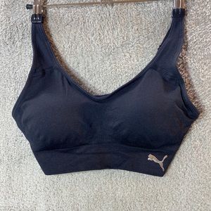 PUMA Sports Bra  Womens Small Black Drycell Seamless Activewear Sports Pullover
